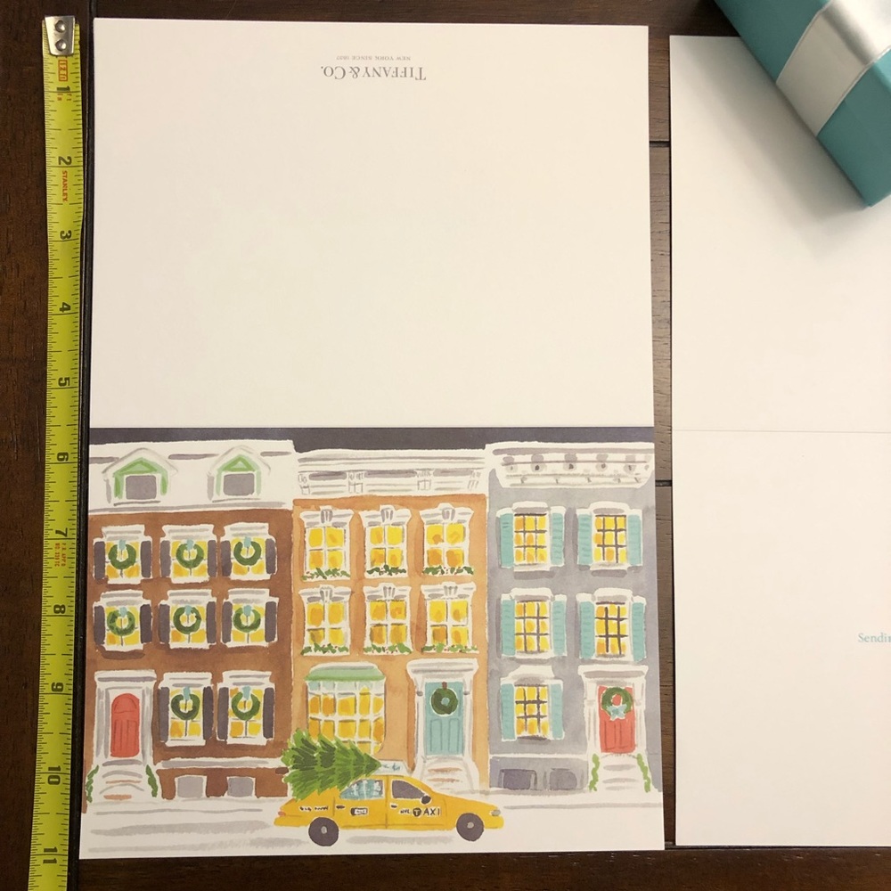 (8) Tiffany Christmas Cards with matching envelopes and box - Taxi in the City - Picture 3 of 8